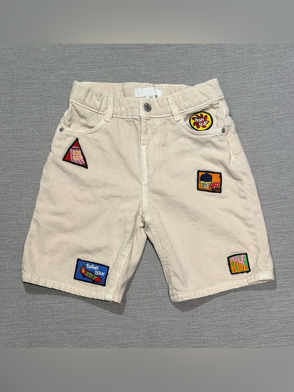 Zara Cream Kids Shorts with Colorful Patchwork